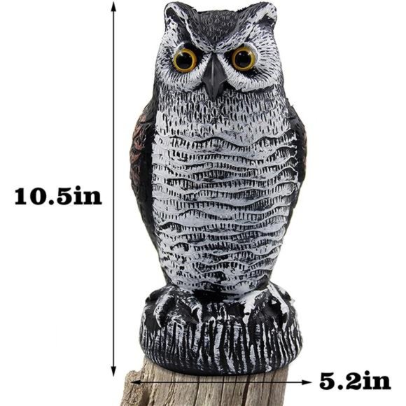 2 Pack Fake Horned Owl Bird Scarecrow Decoy, Plastic Owl Bird Deterrents - Picture 4 of 7